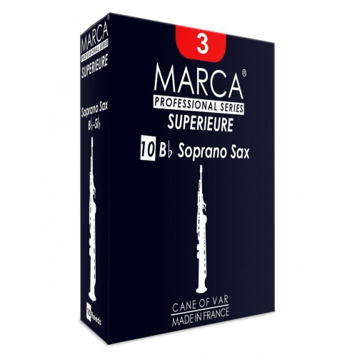 Anche Saxophone Soprano Marca Supérieures force 3 - Boîte de 10 Anche Saxophone Soprano Marca Supérieures force 3 - Boîte de 10