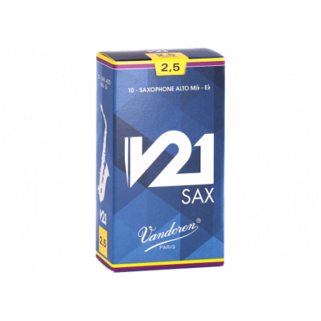Anches Vandoren V21 pour saxophone alto force 2.5 - Boîte de 10