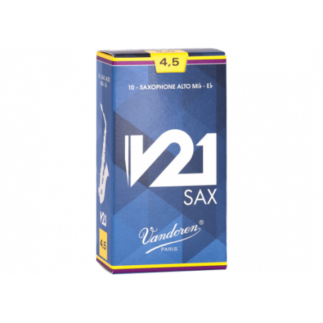 Anches Vandoren V21 pour saxophone alto force 4.5 - boîte de 10
