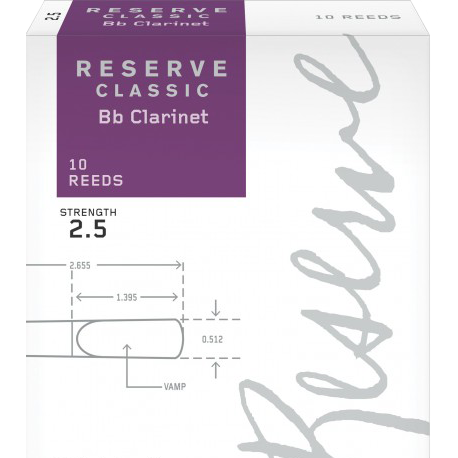 Box of 10 reeds Rico Reserve Classic Clarinette Sib/Bb force 2.5